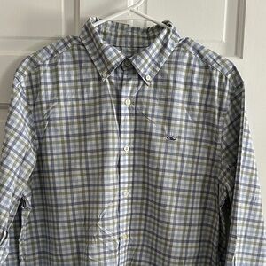 Vineyard Vines Blue and Green Plaid Button Down Shirt